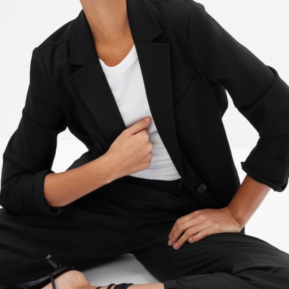 Gap Black Lined Fitted Blazer Jacket - image 2